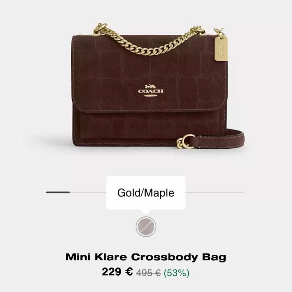 Coach Mini Klare Crossbody Bag in crocodile Maple suede